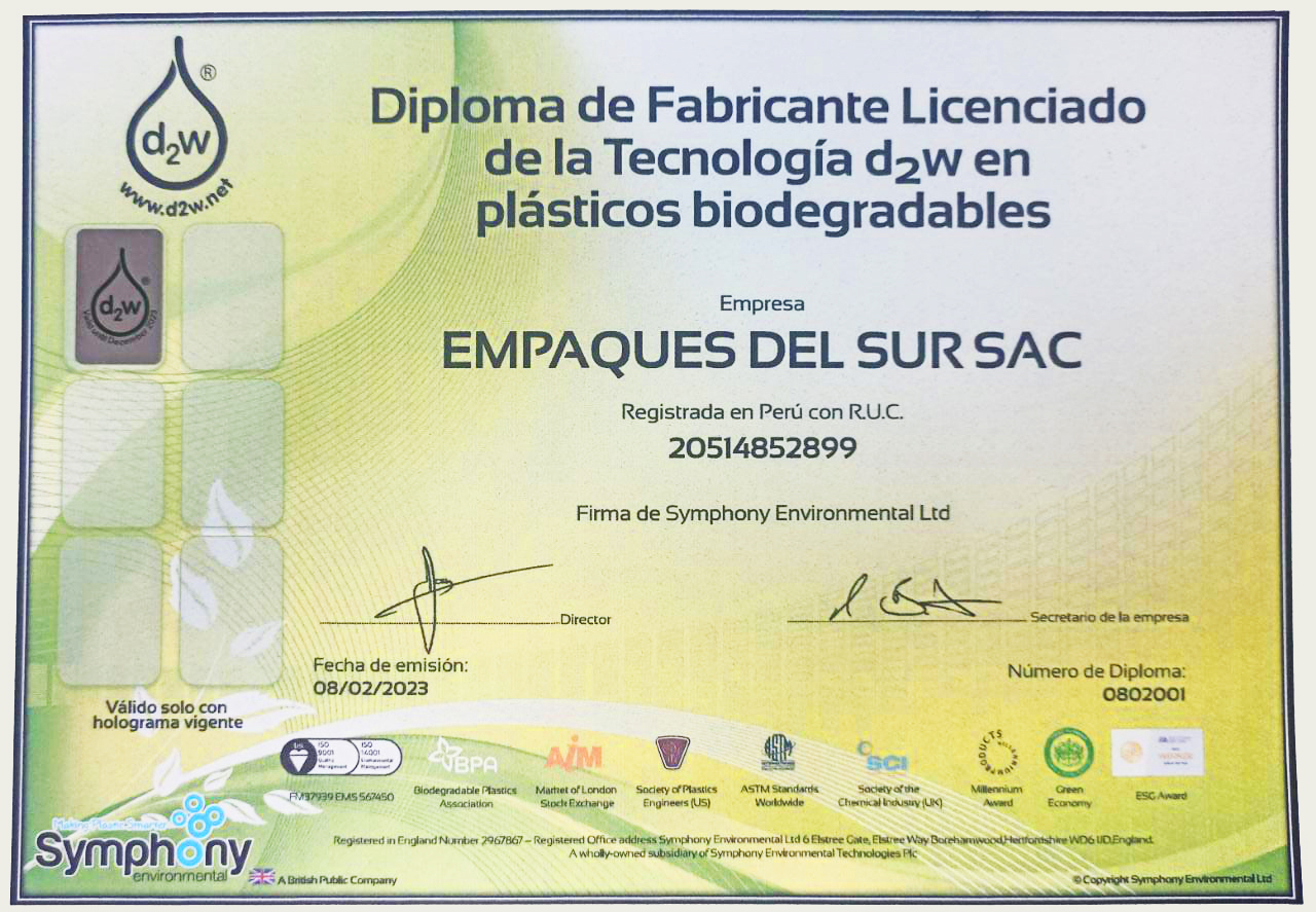 certificado-d2w-empaques-biodegradables-peru.webp