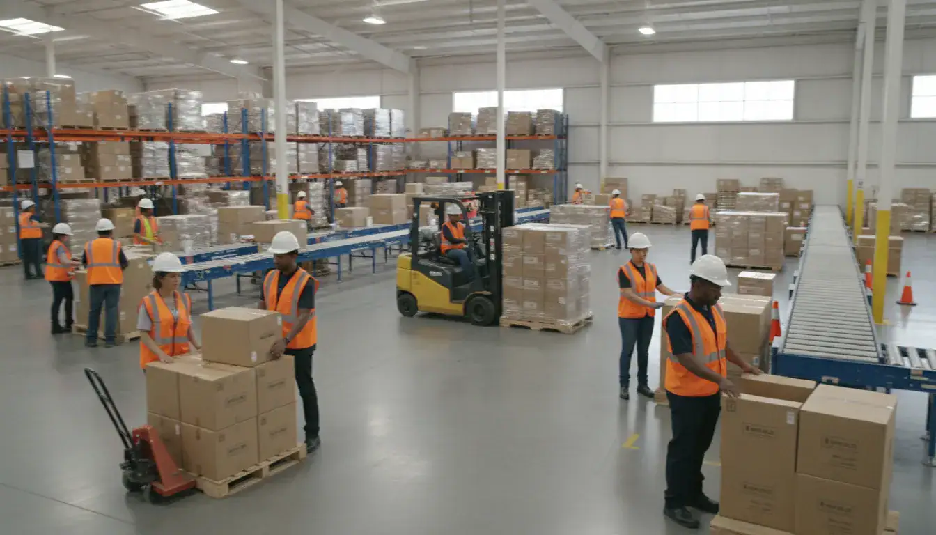 Warehouse team organizing inventory and preparing South Dallas logistics orders