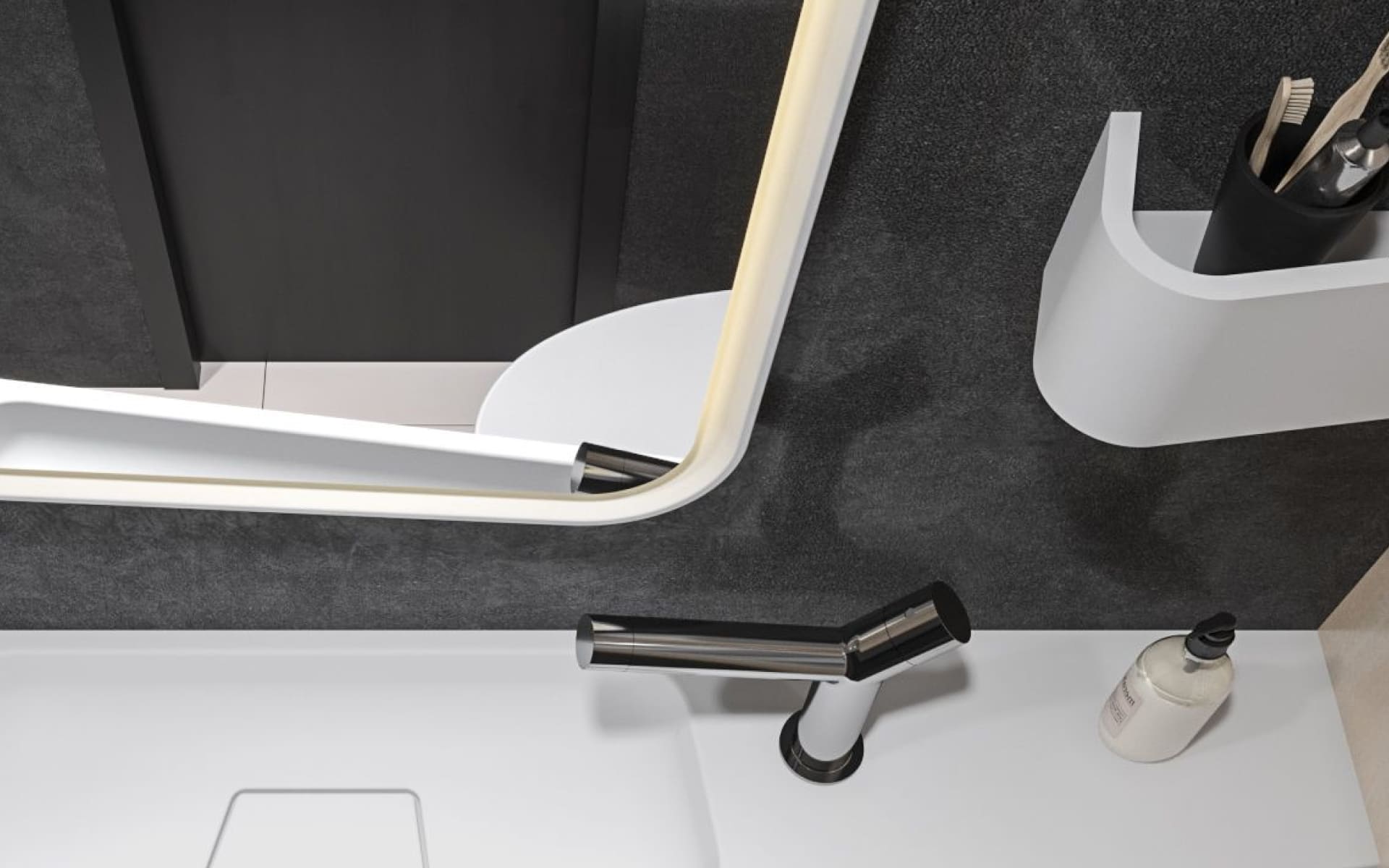 pebble wall shelf and towel