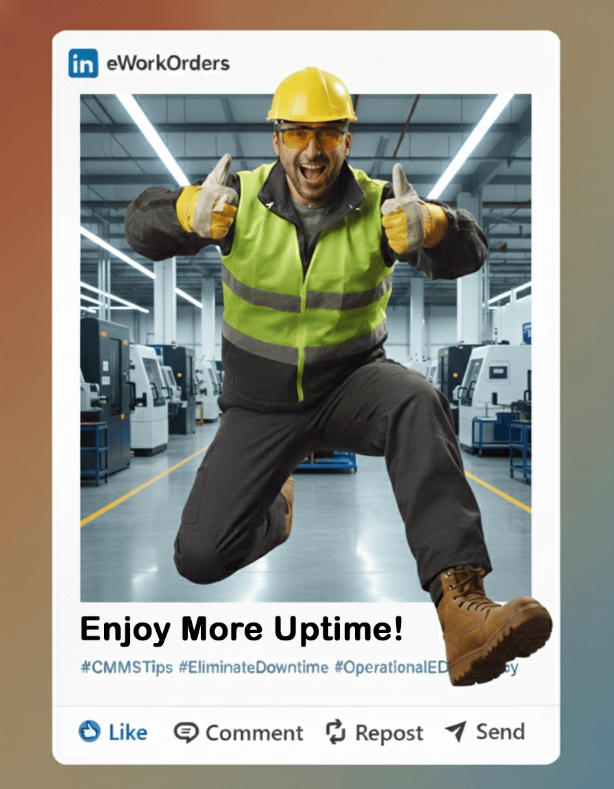 Maintenance manager celebrating uptime improvements with AI-assisted maintenance planning