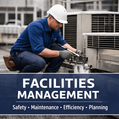 Facilities management supported by CMMS software for maintenance, safety, and compliance
