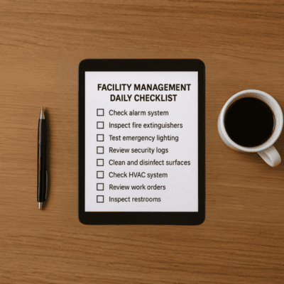  A photo of a facility management daily checklist