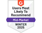 G2 Most Likely To Recommend 2025