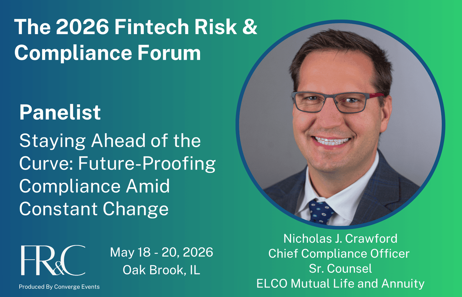 Nicholas J. Crawford of ELCO Mutual Life and Annuity Joins Fintech Risk & Compliance Forum Panel