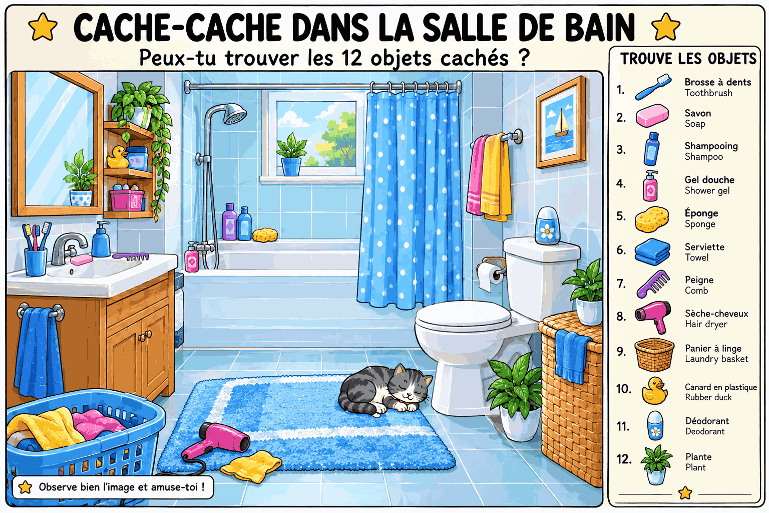 Cache-cache dans la salle de bain