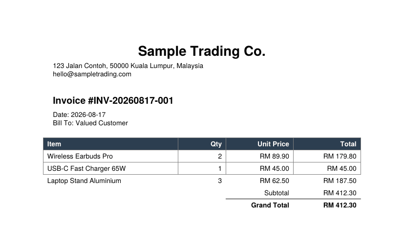 PDF Invoice Generator — Python Automation