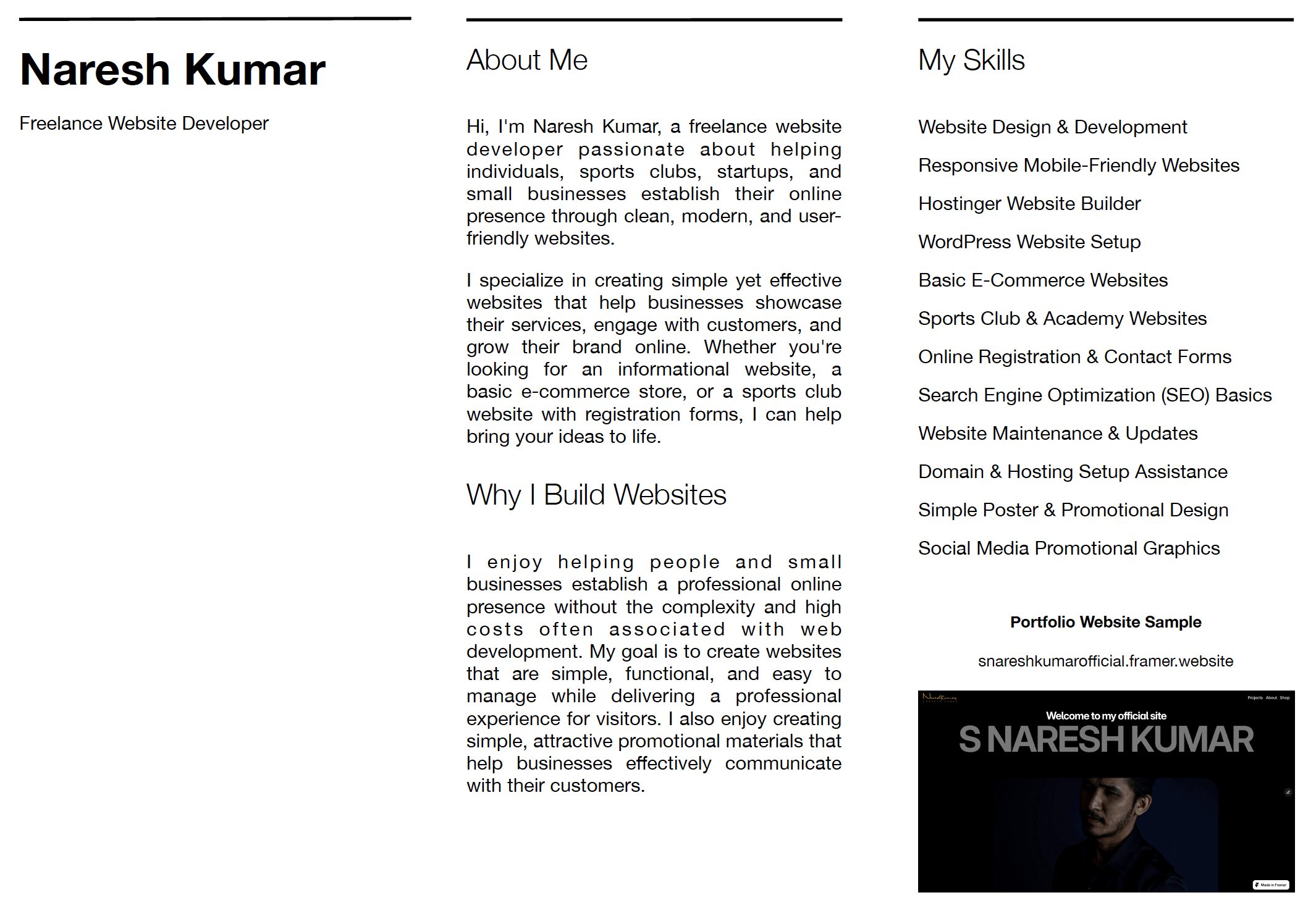Web Developer & Brand Visual Designer for Small Businesses