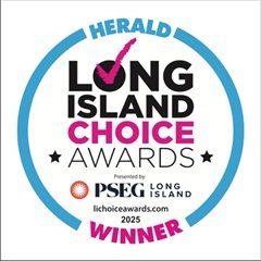 Badge for the 2025 Long Island Choice Awards winner, presented by PSE Long Island, with circular design and ’Winner’ text.