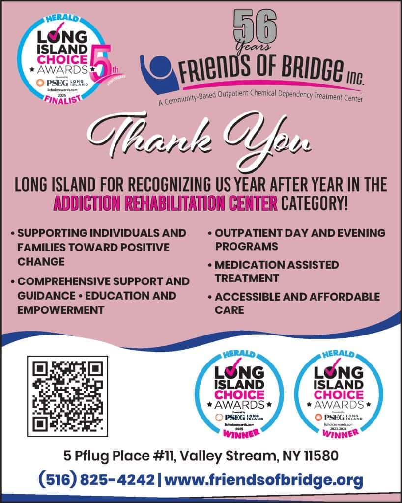 Flyer with pink background reading 'Thank You', sponsor logos, and a two-column list of services.