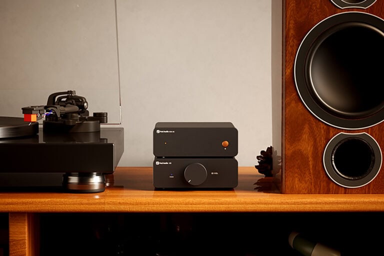 The Fosi Box X5 phonostage in a slick little vinyl-first system.