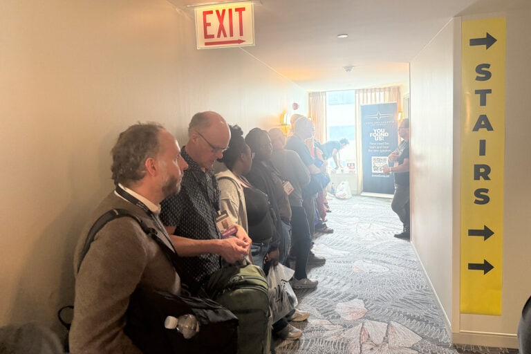 A long line at the Andrew Jones room at AXPONA 2026