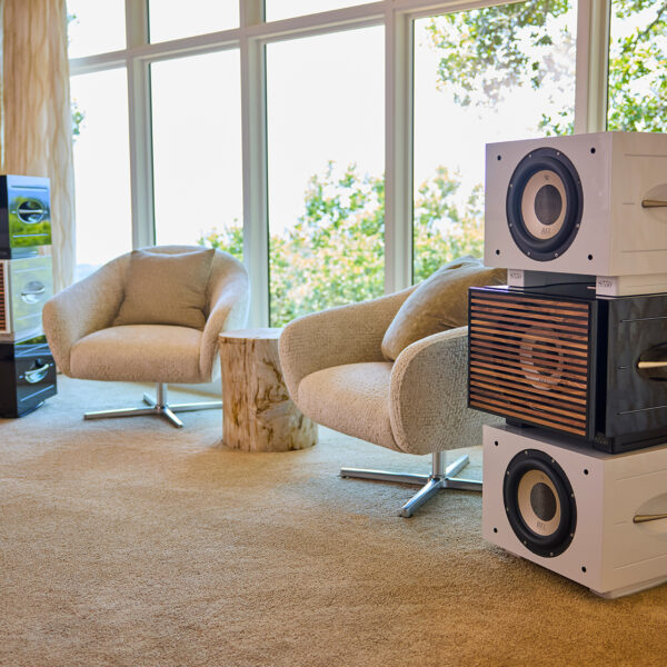 REL S/550 Six Pack Line Array Sub Bass System installed with varied grilles.