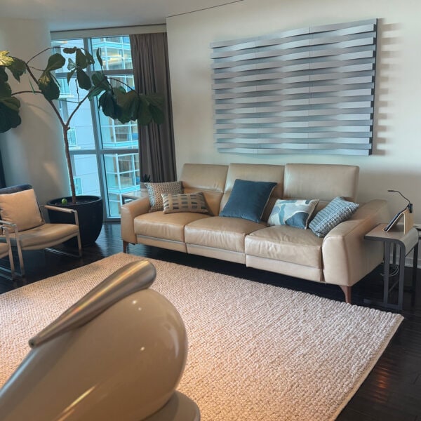 The Sonatas Wave X installed on the back wall of Jerry Del Colliano's music listening room in Marina Del Rey, California.