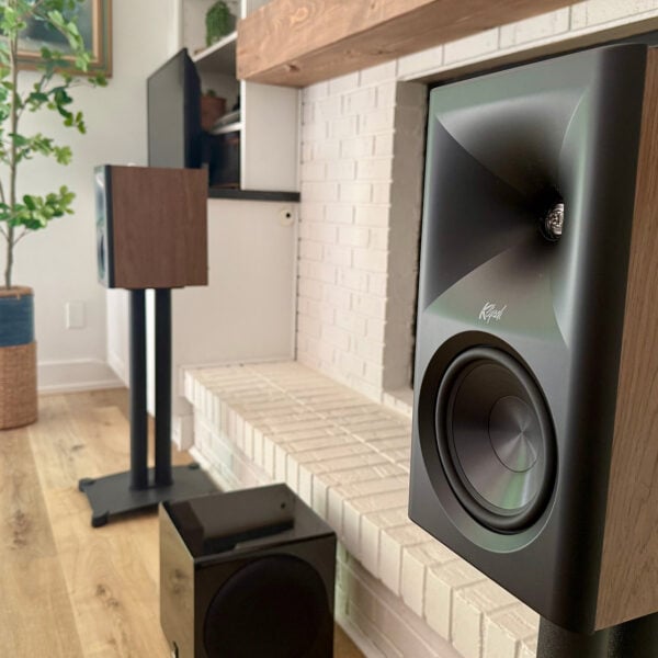 Klipch The Fives stand-mounted at Eric Forst's home.