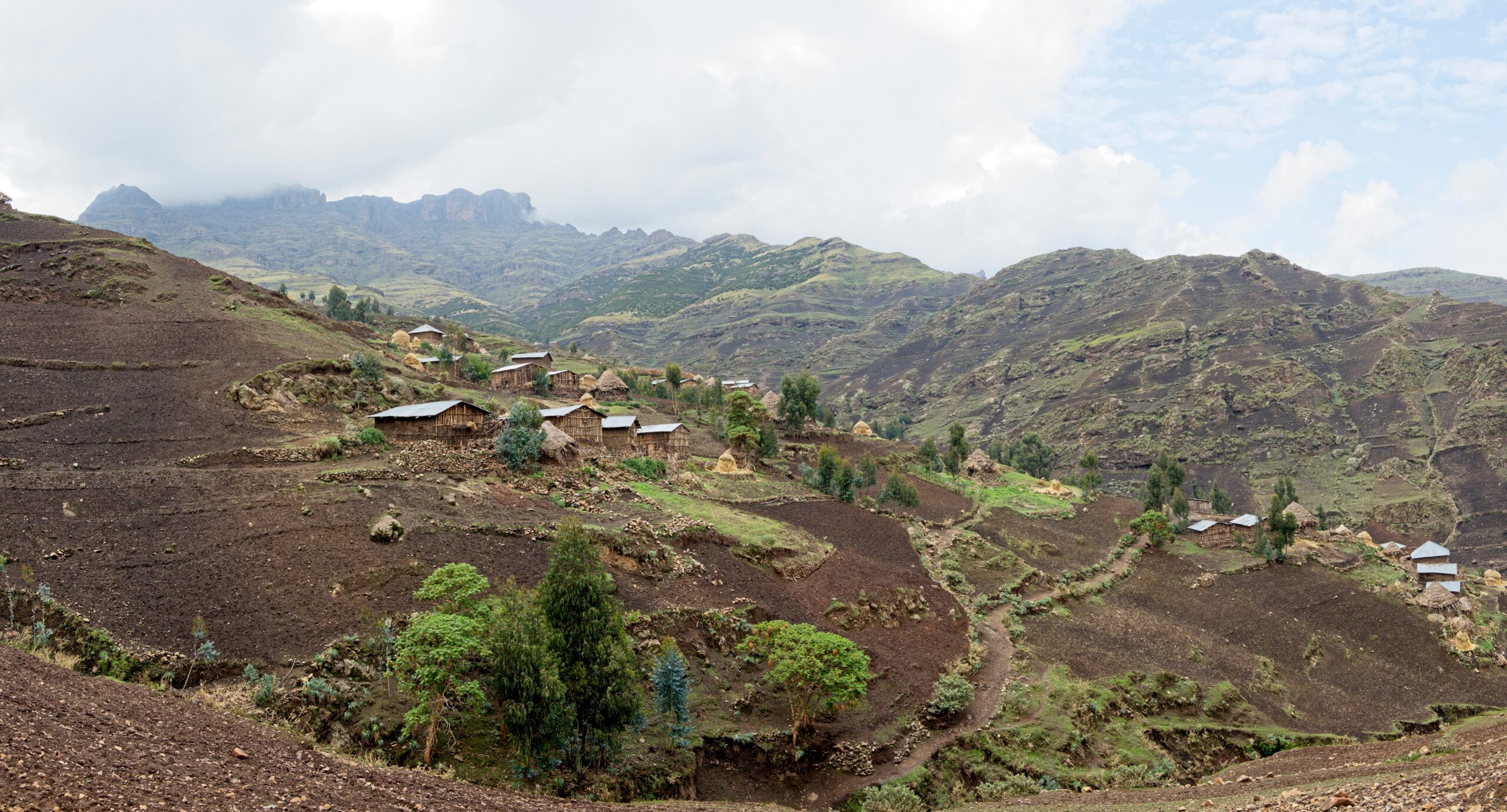 Ethiopian Simien Mountains landscape on the route toward Ras Dashen