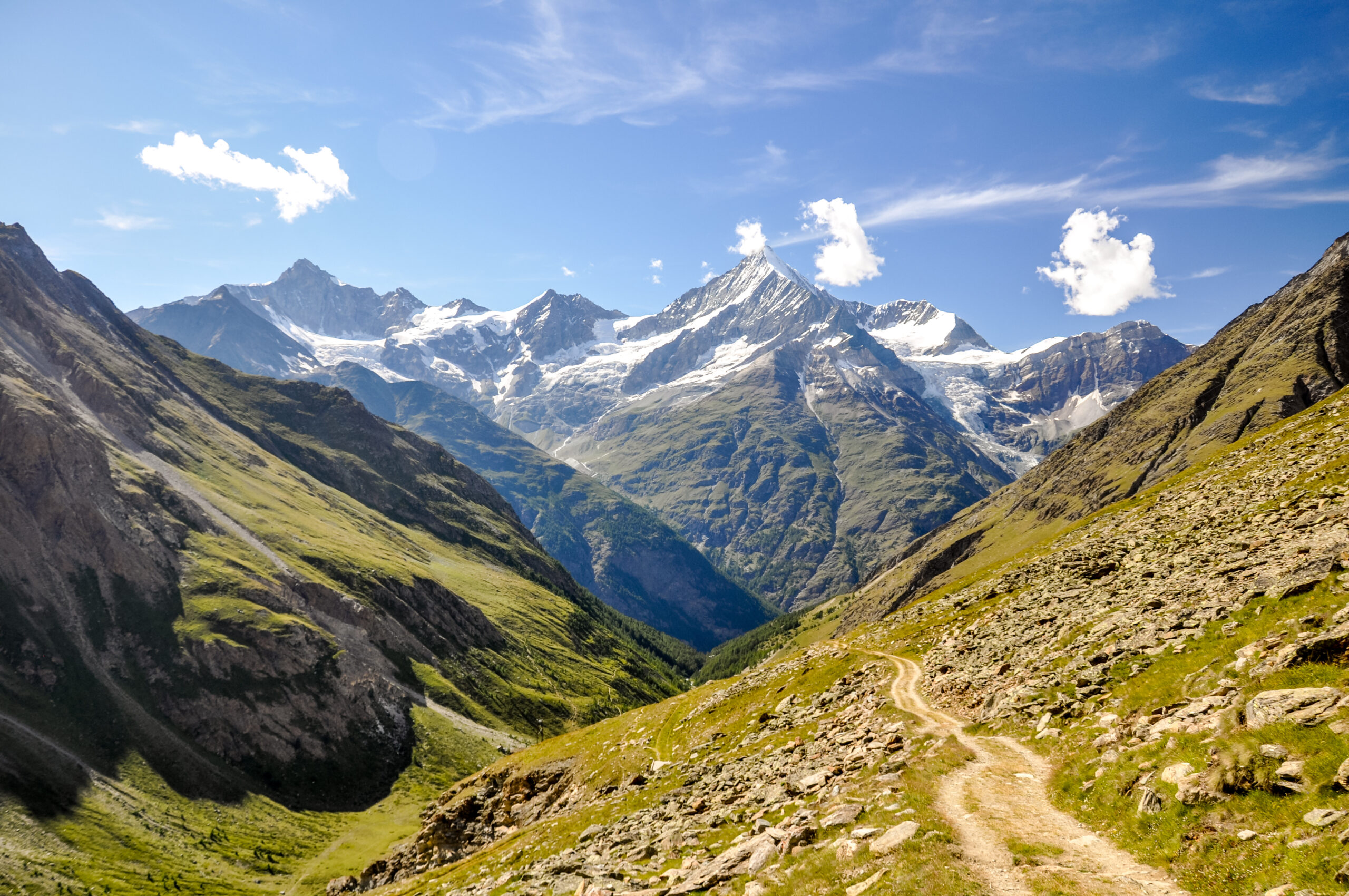 Weisshorn above the Valais Alps in Switzerland