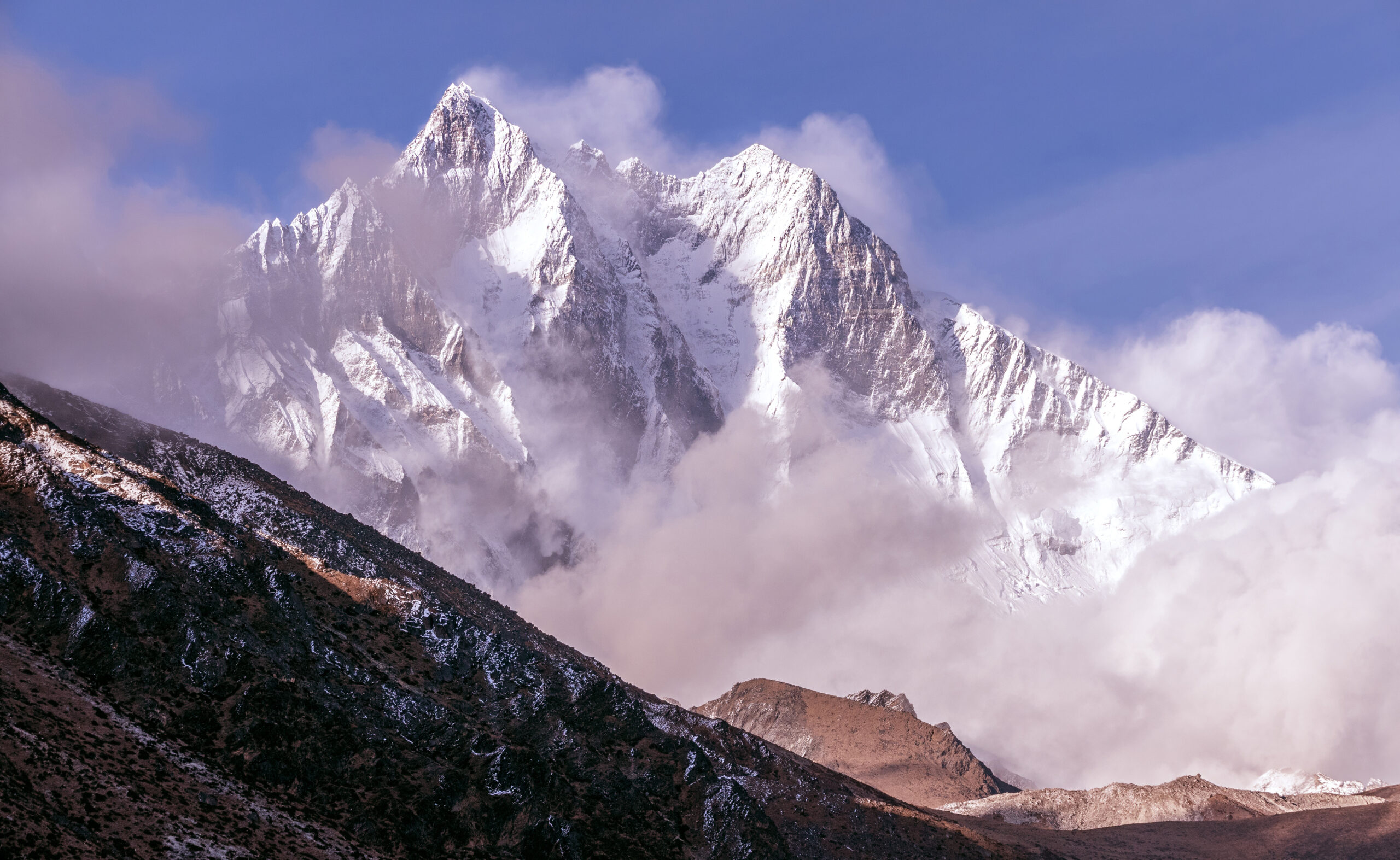 Lhotse, the fourth-highest mountain in the world, rising beside Everest in the Nepal Himalaya