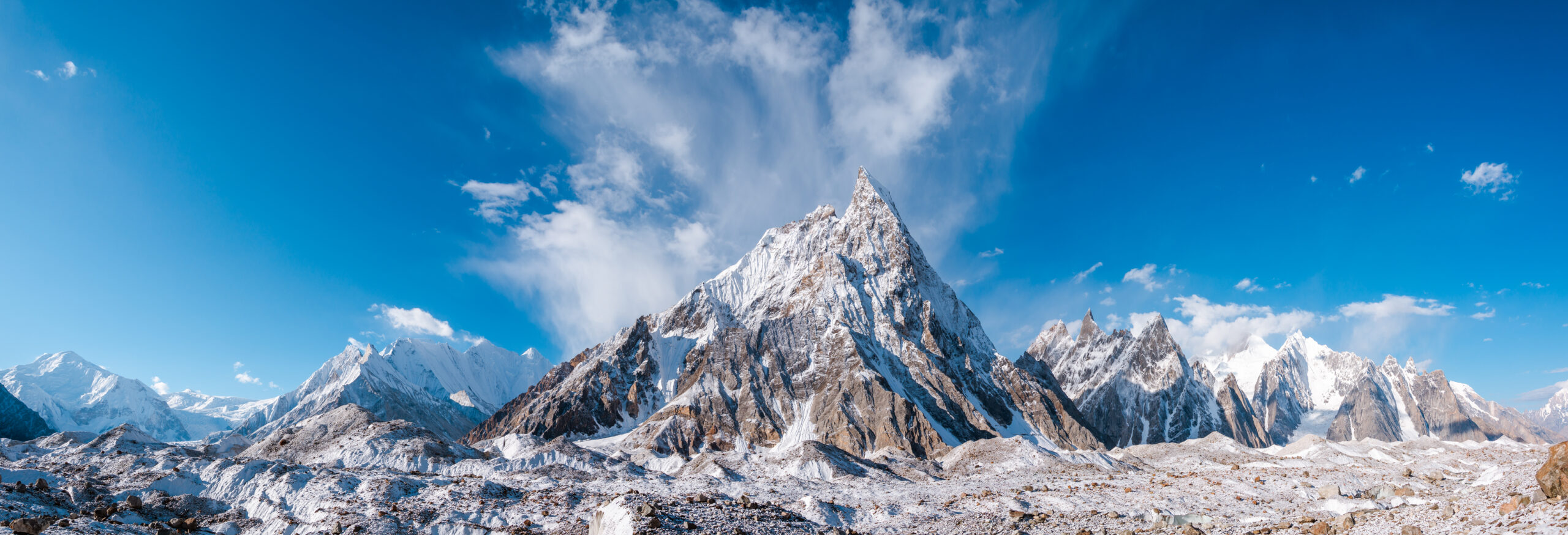 K2 mountain above glaciers in the Karakoram