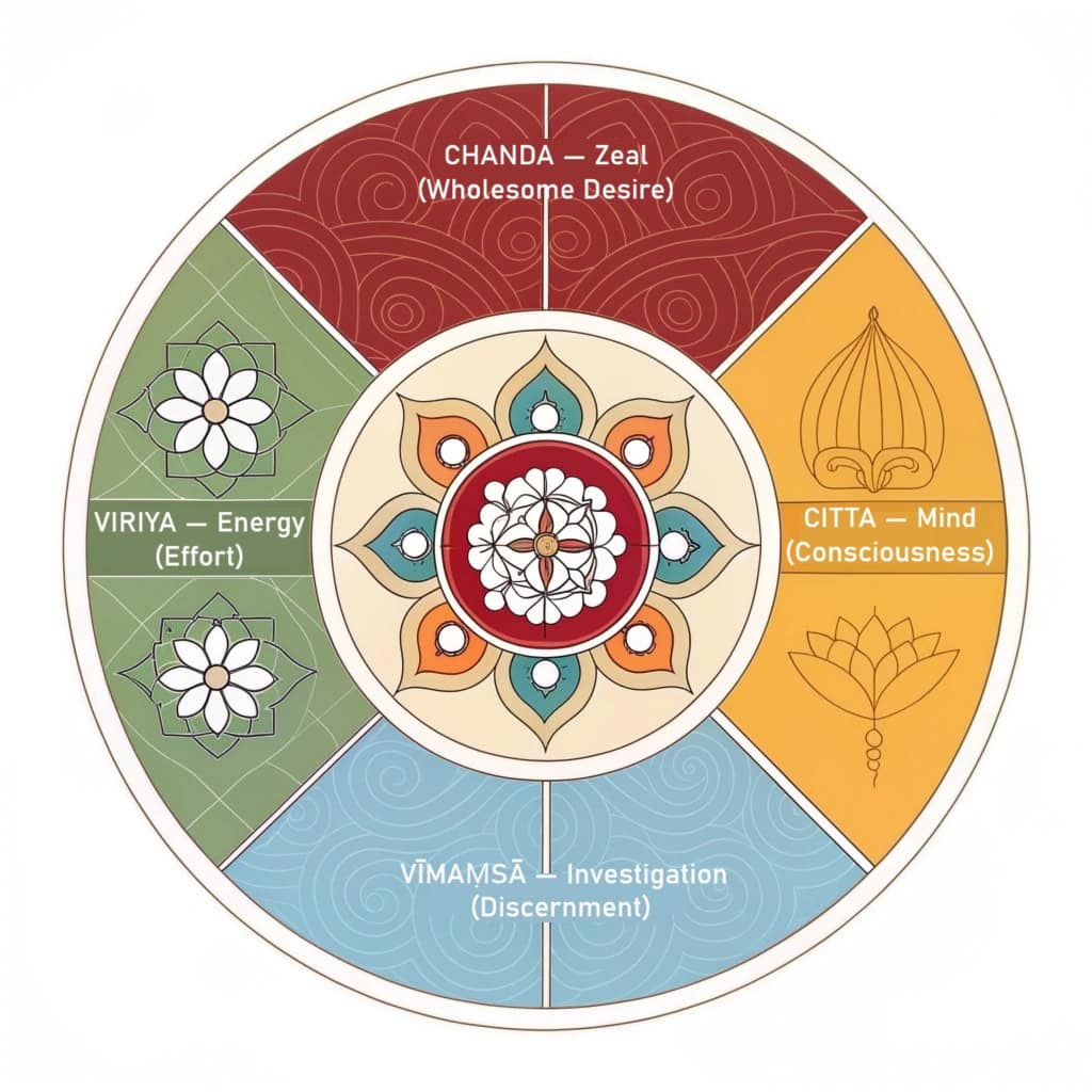Four Bases of Power — building mental strength through desire, effort, focus, and investigation