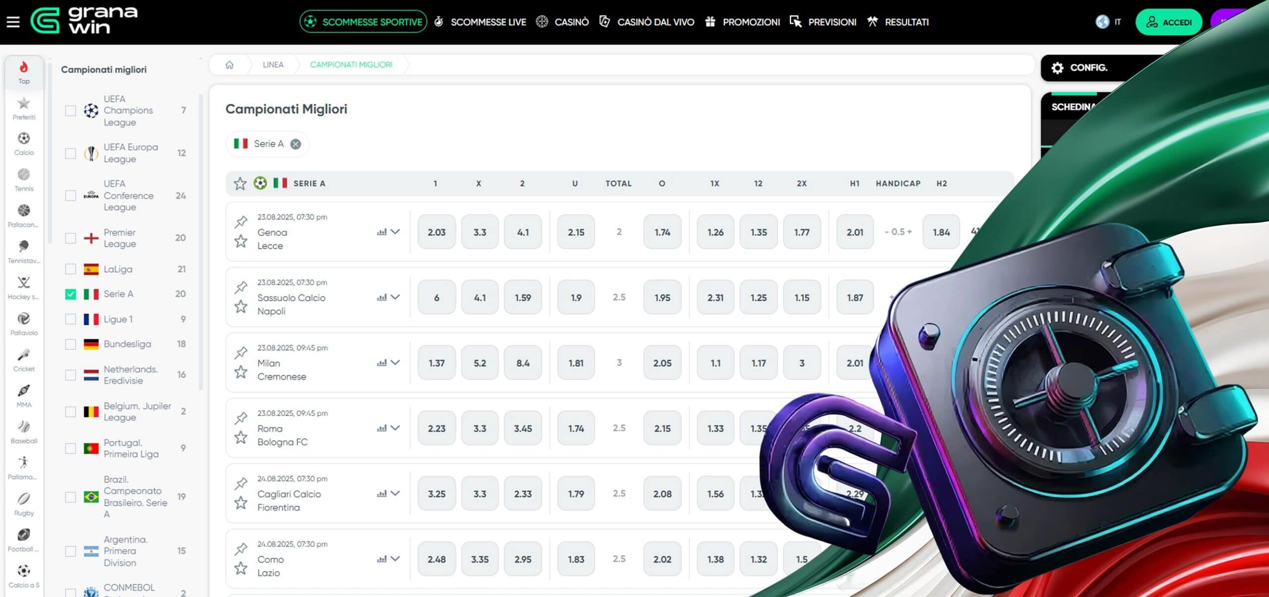 Granawin Sito di Scommesse Sportive