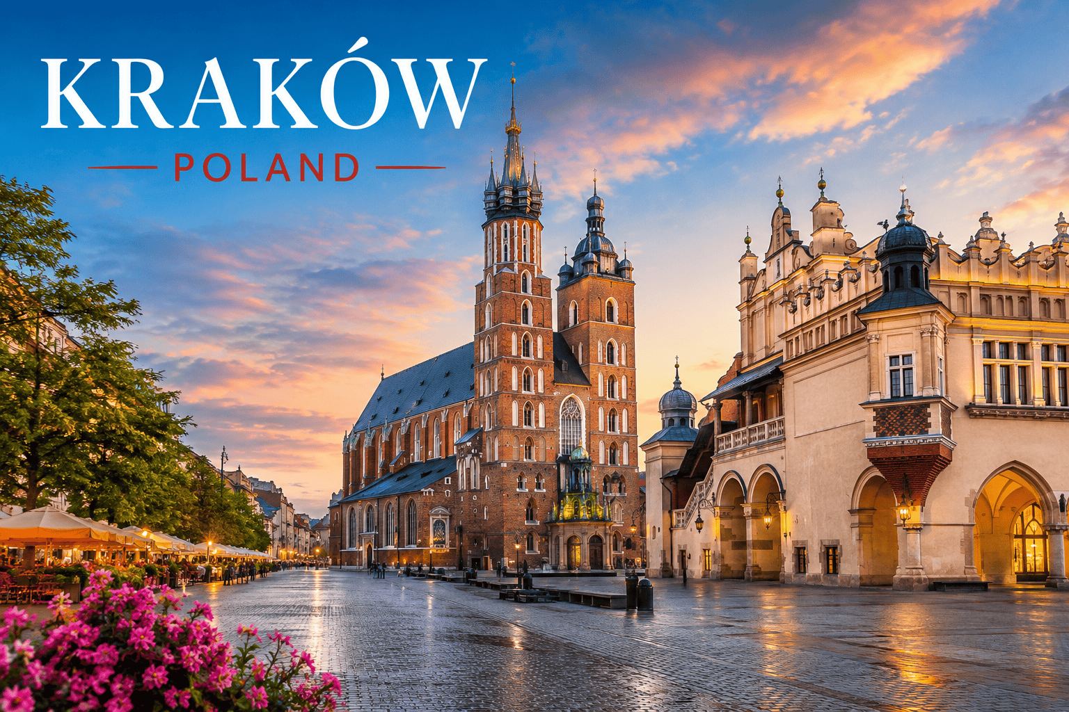 Krakow Poland Main Market Square St Mary Basilica cheap weekend trip from Frankfurt