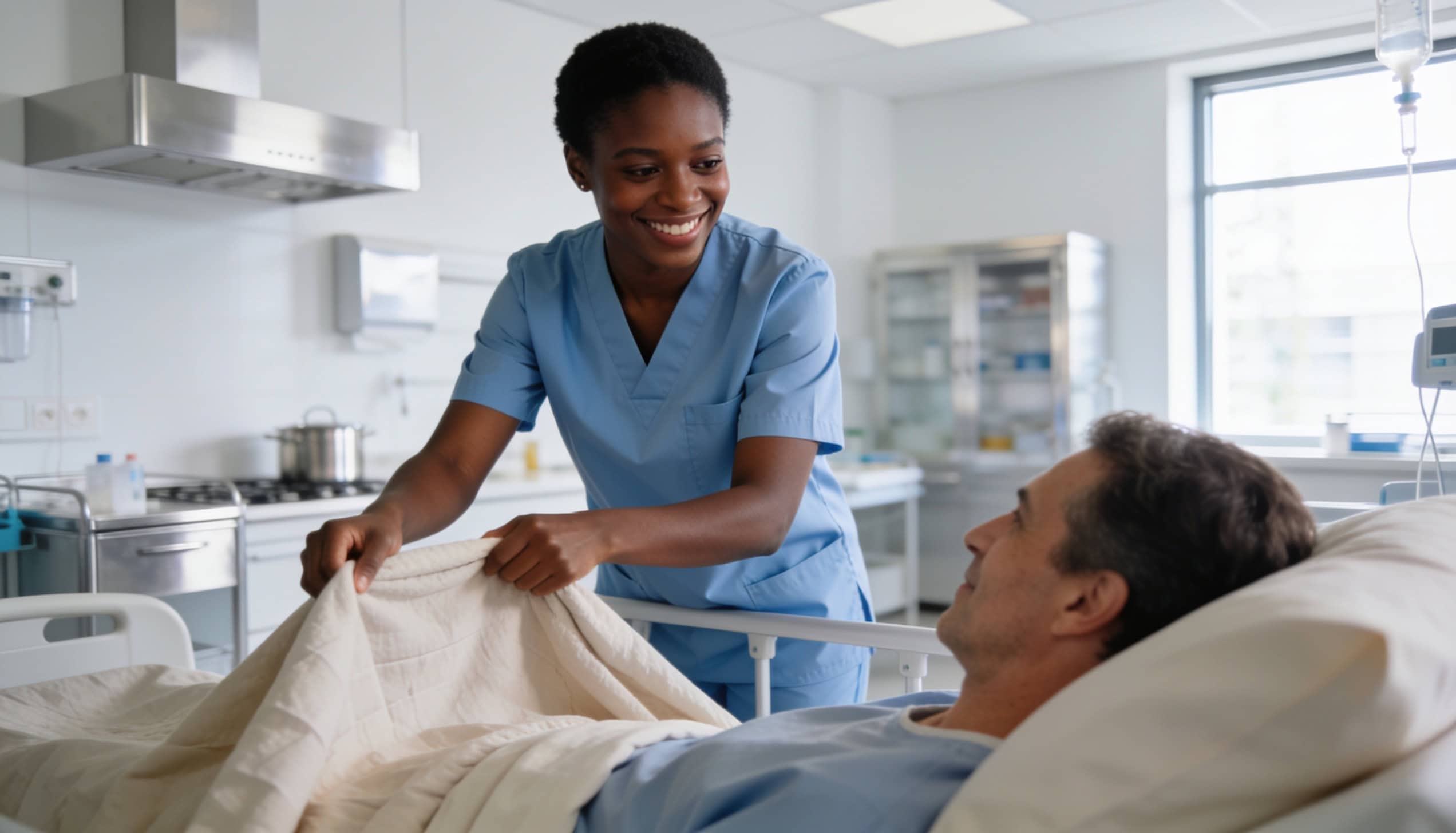 Nursing in Germany from Nigeria: a Nigerian nurse working in a modern German hospital in 2026