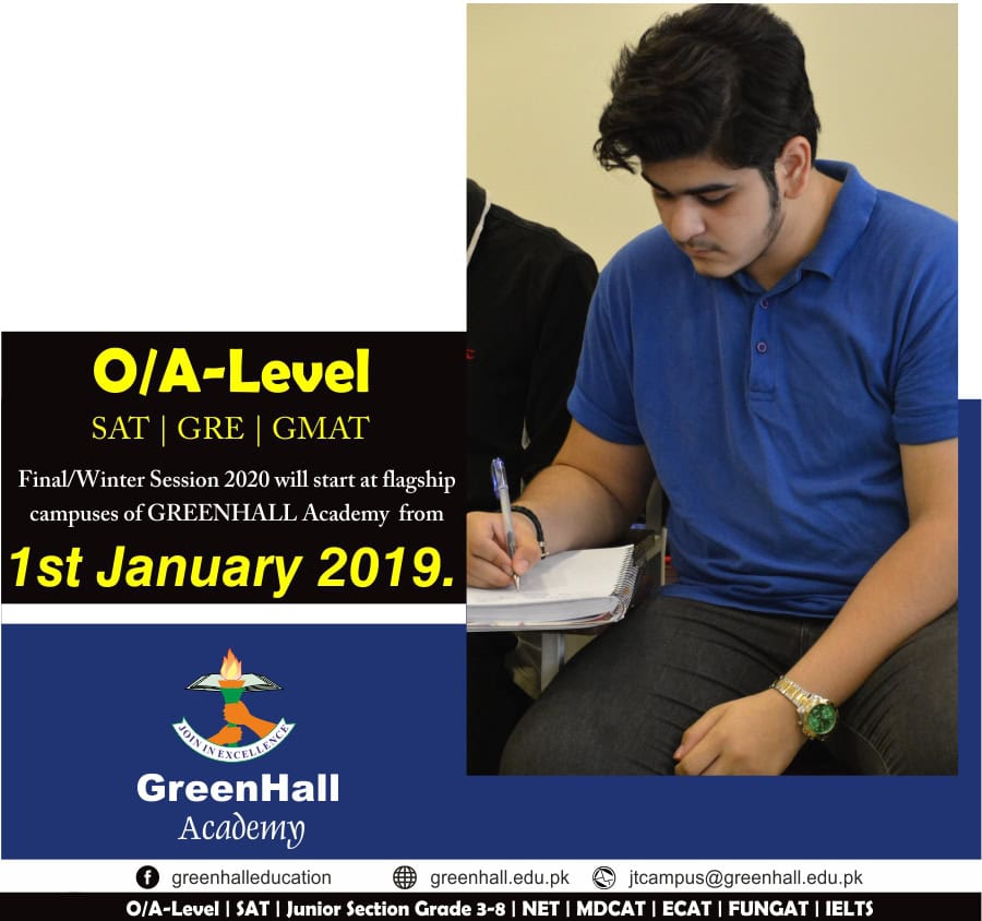 IGCSE , GCSE , O Levels , A Level, SAT , Grade 3-8, GRE , GMAT, Final / January New Session 2020. Aspire to A* Grade.