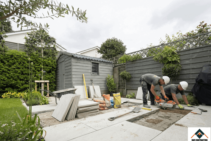 Concrete patio in progress