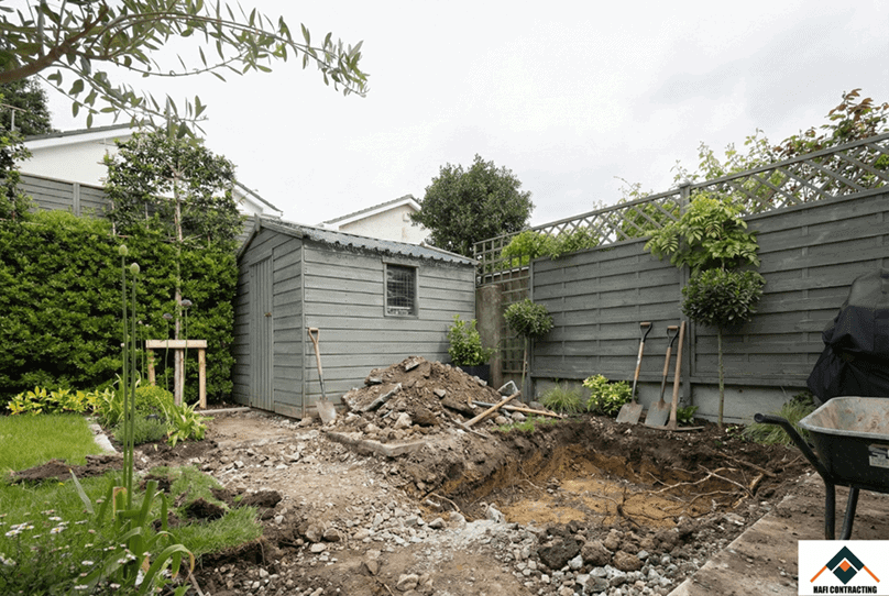 Patio dug up