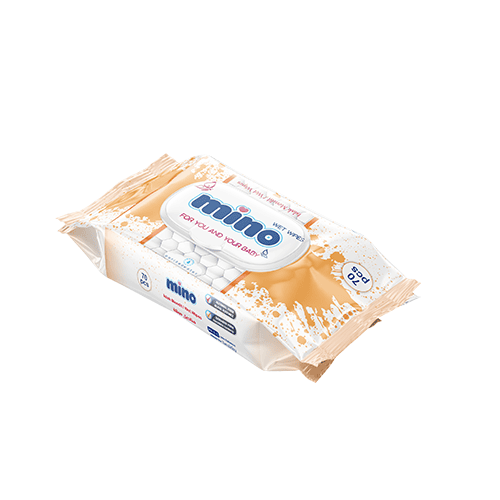 Hygiene wet wipes Mino brand 70 pcs orange color packaging alcohol free manufacturer