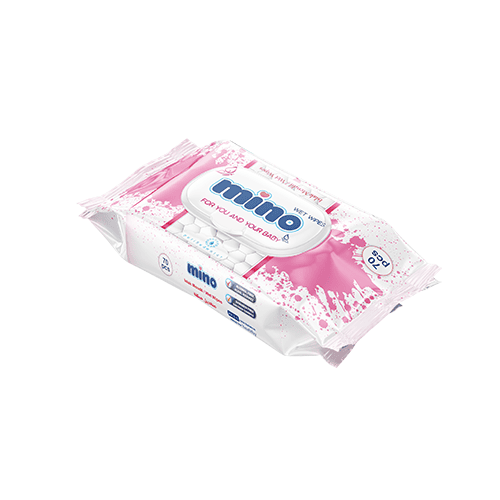 Hygiene wet wipes Mino brand 70 pcs pink color packaging alcohol free manufacturer