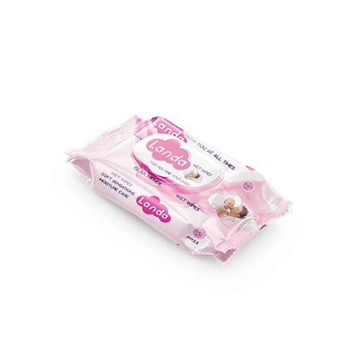 Baby wet wipes Landa brand 60 pcs pink color packaging hypoallergenic manufacturer