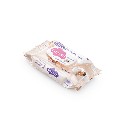 Baby wet wipes Landa brand 60 pcs Beige color packaging hypoallergenic manufacturer