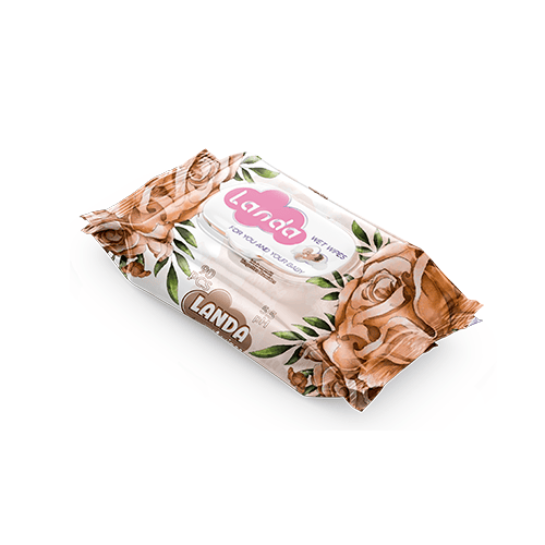 Floral scented hygiene wet wipes 90 pcs brown color packaging alcohol free manufacturer