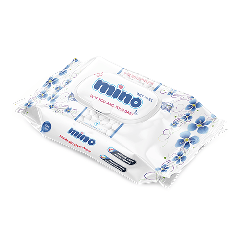 Hygiene wet wipes 100 pcs flower pattern blue color packaging alcohol free manufacturer