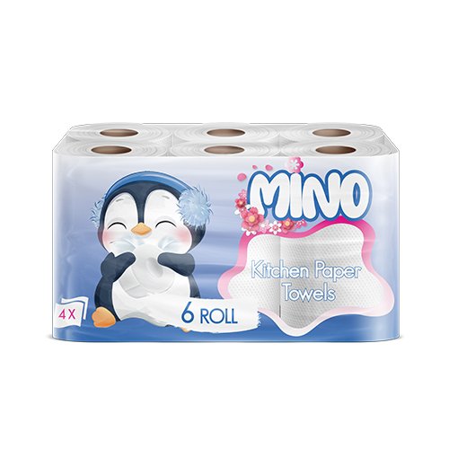 Kitchen paper towels Mino brand 6 rolls blue color soft bulk manufacturer