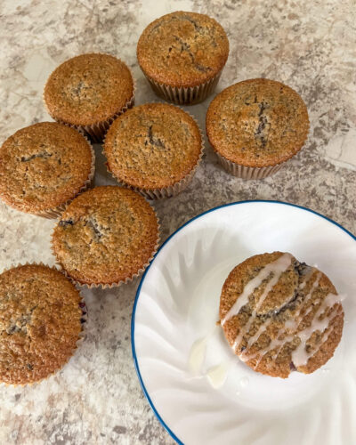 Blueberry Muffins with Lemon Glaze | Healthier Homemade Breakfast Recipe