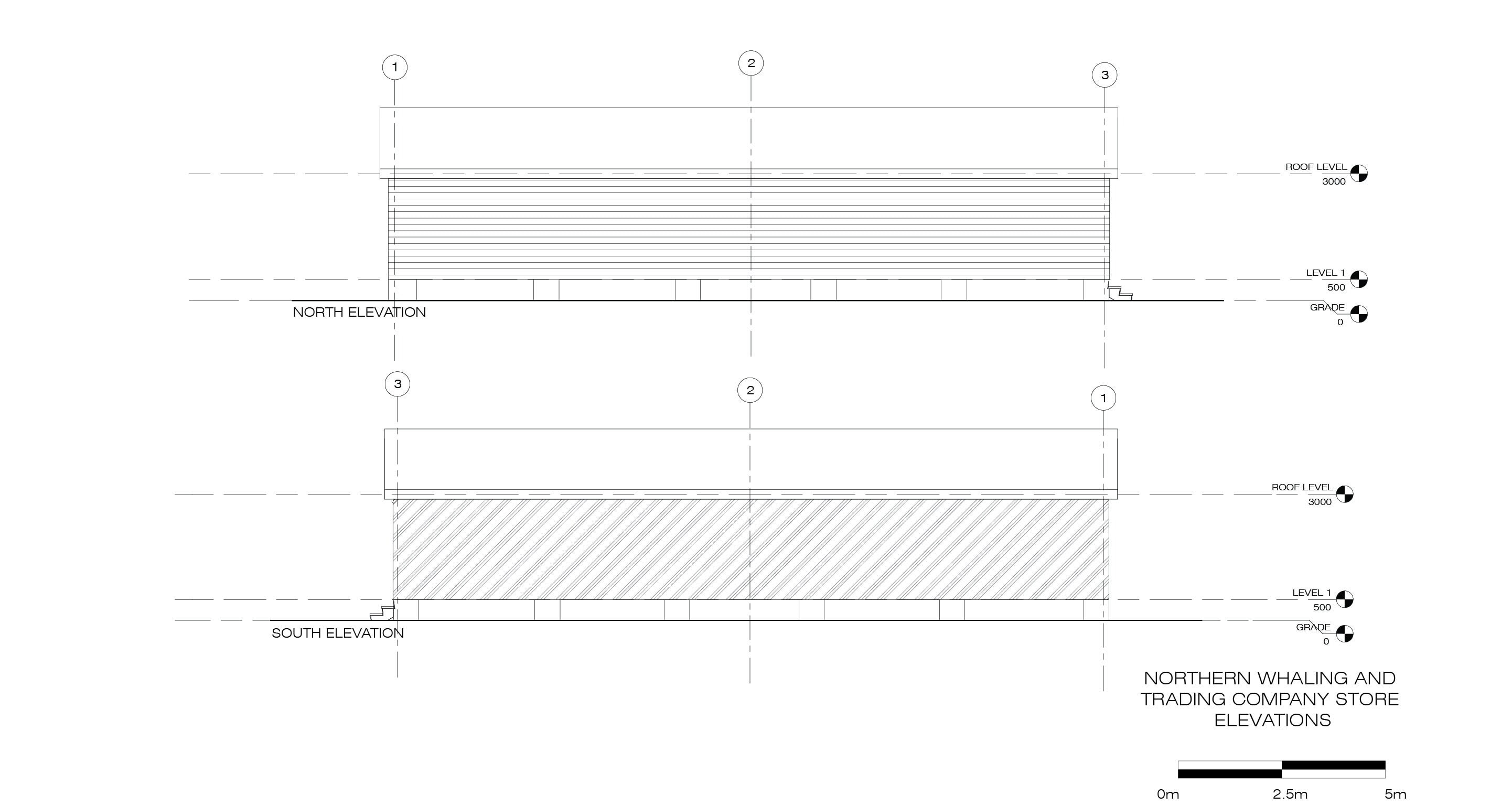 Northern Whaling Trading Store North South Elevations