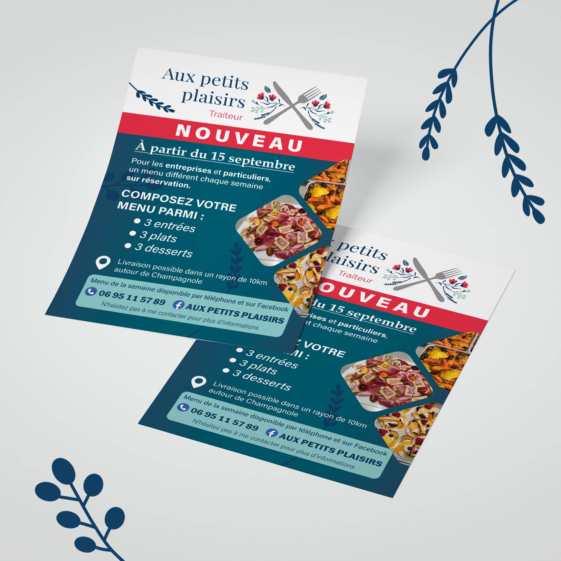 Création de flyers pour le traiteur
Aux petits plaisirs