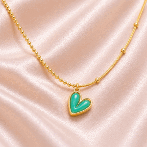 Small Green Heart Chain – Anti-Tarnish Cute Necklace