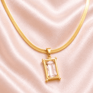 White Stone Pendant Chain – Anti-Tarnish Elegant Necklace
