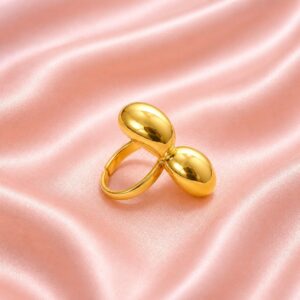 Gold Double Dome Ring – Anti Tarnish Bold Dome Ring for Women | Elegant Statement Minimal Jewelry