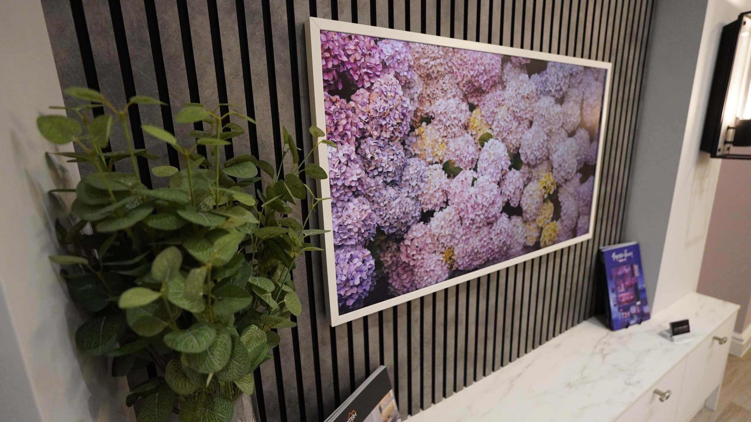 Showroom Media Wall Concrete slat panels Knightwood Fire