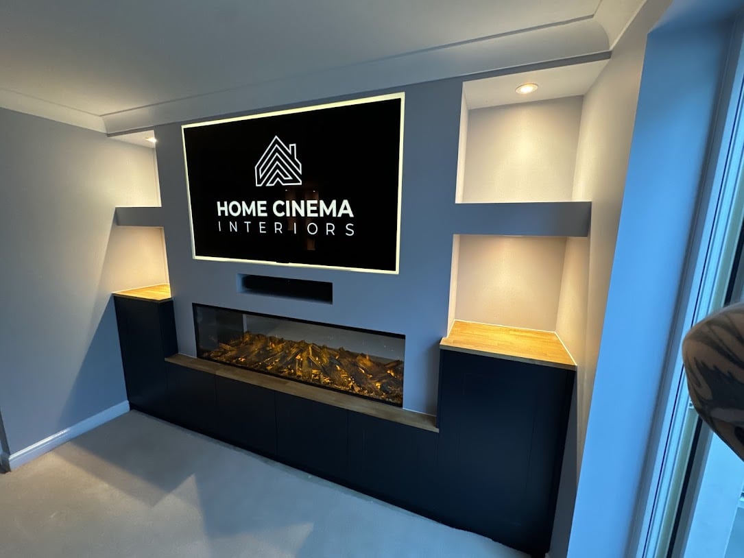 Media Wall with storage and fire