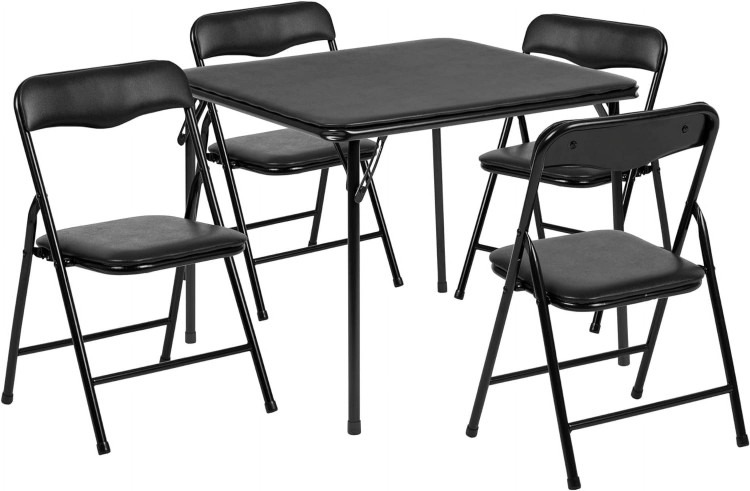 Kids' Folding Table and Chair Set (5-Piece) – Black
