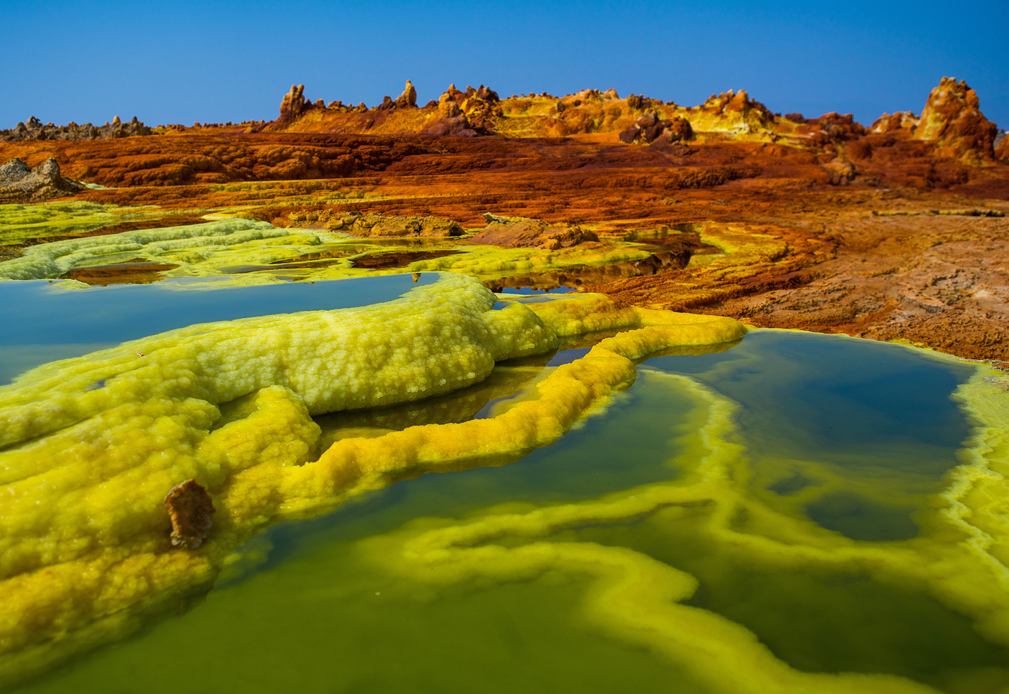 Sulfur springs in the Danakil Depression – Ethiopia’s extreme landscapes”