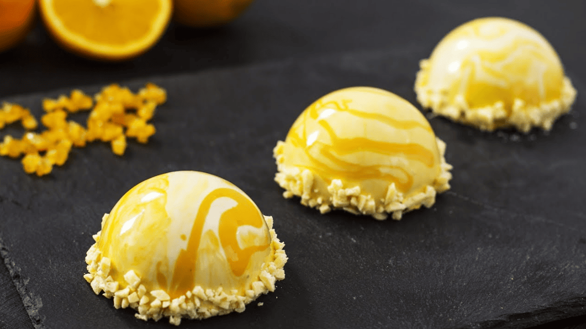 Orange Chocolate Mousse Domes with Mirror Glaze – Elegant holiday dessert