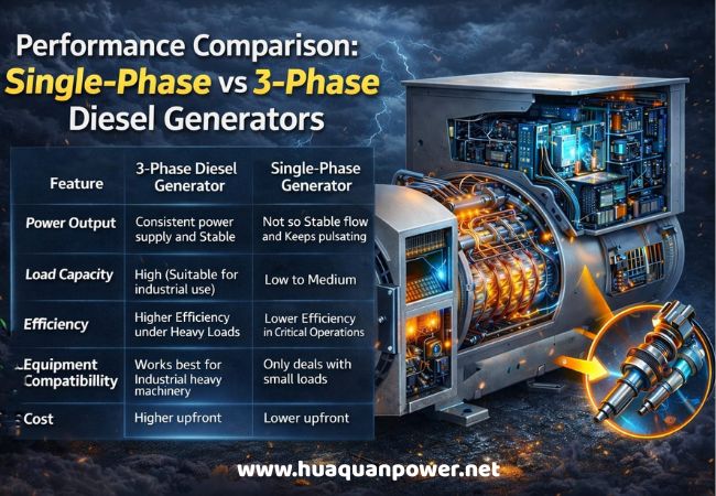 Is a three-phase synchronous diesel generator worth buying? Must see for industrial electricity consumption 1 three-phase synchronous diesel generator vs single-phase generator performance comparison chart