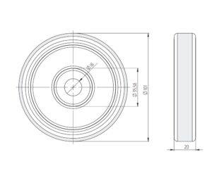 Roda Ø100 emborrachada_tec