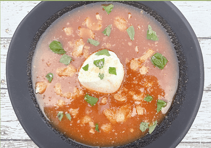 Chilled Juicer Tomato Soup with Burrata